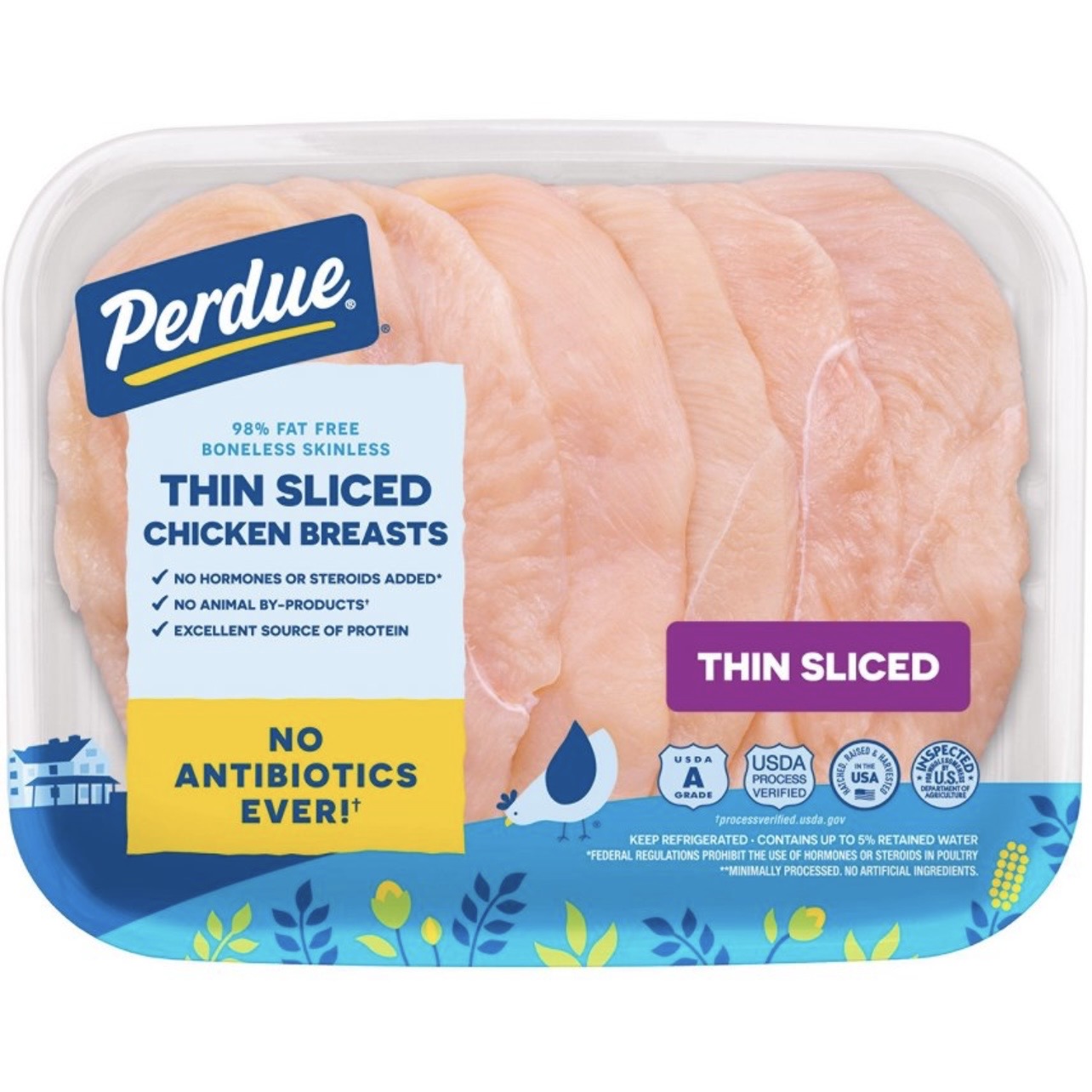 Perdue Thin Sliced Antibiotic Free Chicken Breast - 0.85-1.6Ibs - price per Ib