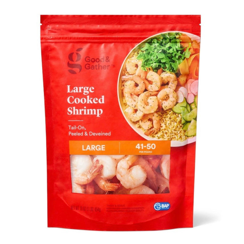 Large Tail On Peeled & Deveined Cooked Shrimp - Frozen - 41-50ct per Ib/16oz - Good & Gather™