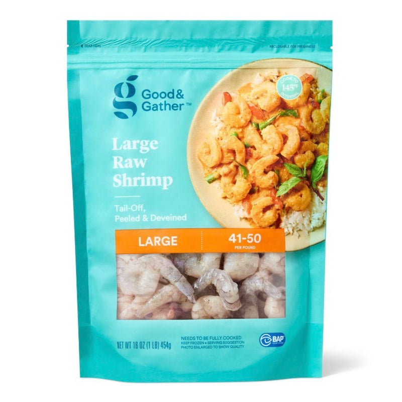 Large Tail Off Peeled & Deveined Raw Shrimp - Frozen - 41-50ct per Ib/16oz - Good & Gather™