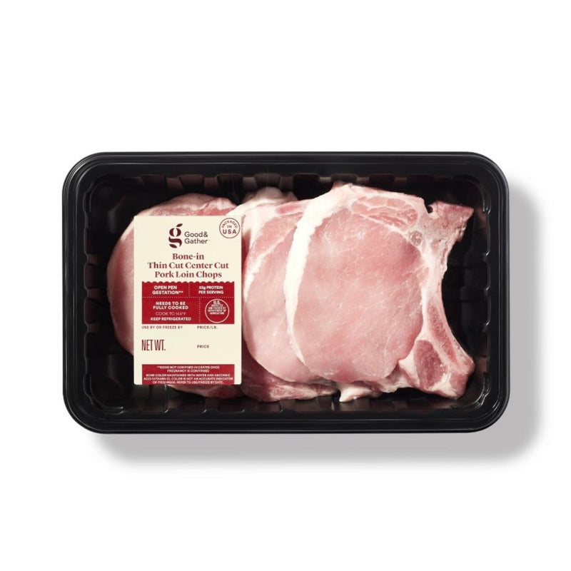 Bone-in Thin Cut Center Cut Pork Chops - 1.20-2.00 Ibs - price per Ib - Good & Gather™