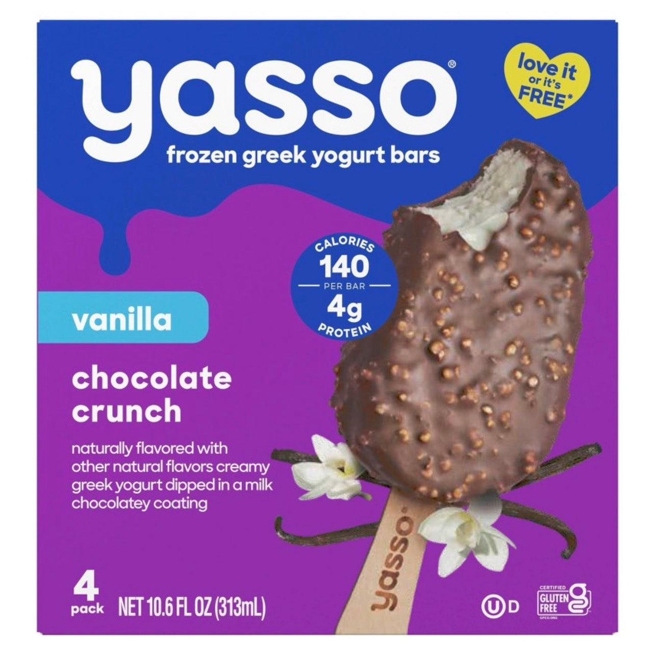 Yasso Greek Yogurt Indulgent Vanilla Chocolate Crunch - 10.6 fl oz/4ct