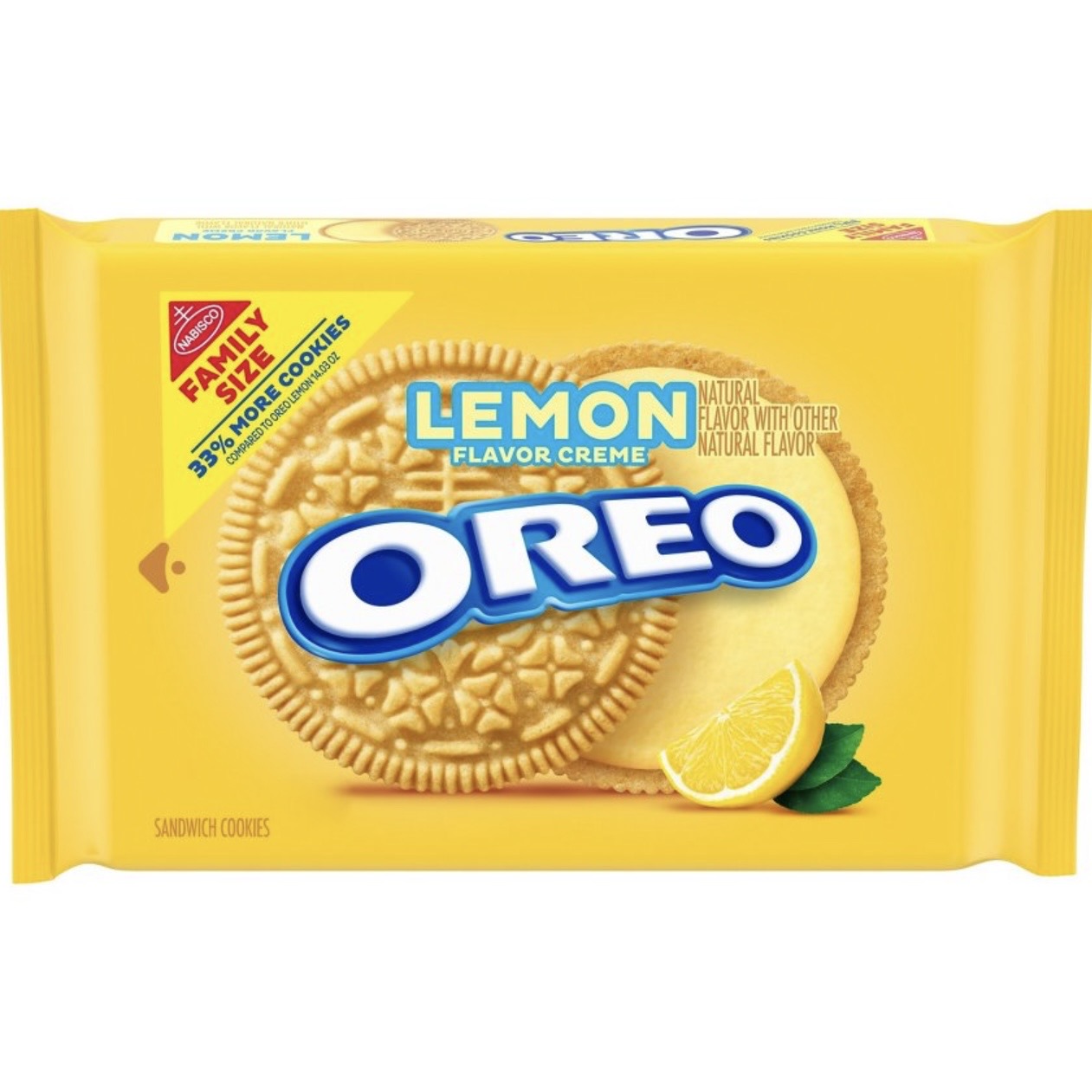 Oreo Lemon Creme Sandwich Cookies Family Size - 18.71oz