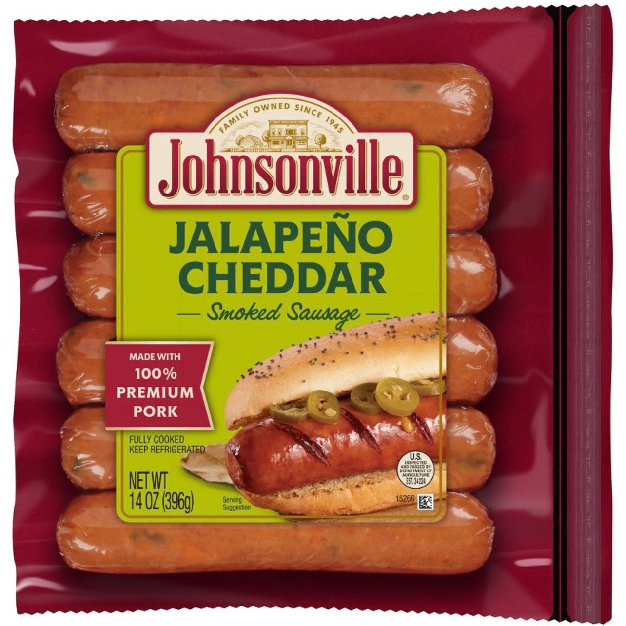 Johnsonville Jalapeno Cheddar Pork Smoked
Sausage - 14oz