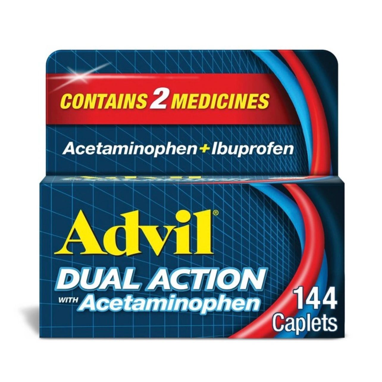 Advil Dual Action Acetaminophen 250mg + Ibuprofen 125mg Coated Caplets - 144ct