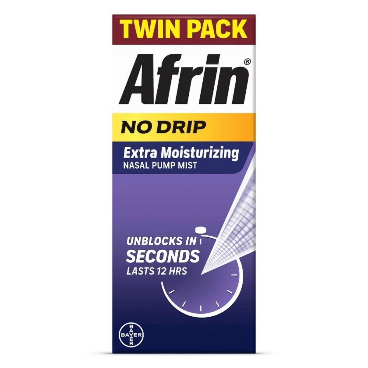 Afrin Nasal Spray No Drip Extra Moisturizing Nasal Congestion Relief Pump Mist - 1 fl oz/ 2pk