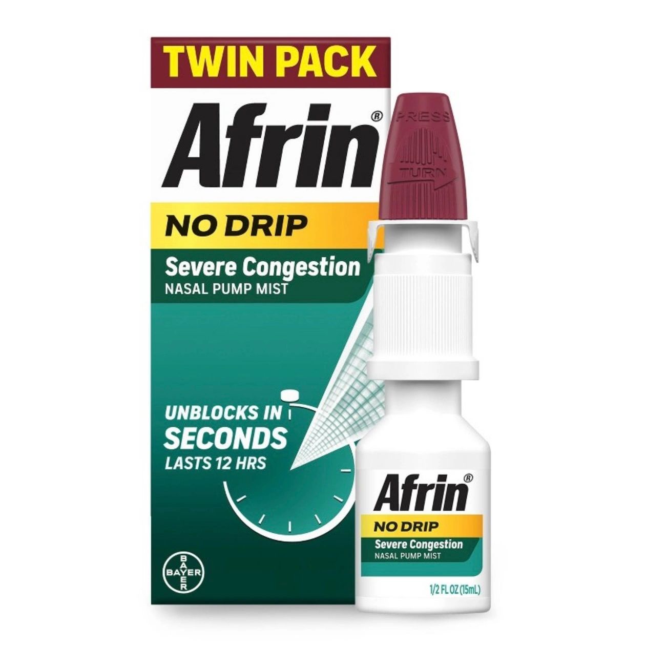 Afrin Nasal Spray No Drip Severe Congestion Relief - 2ct/1 fl oz
