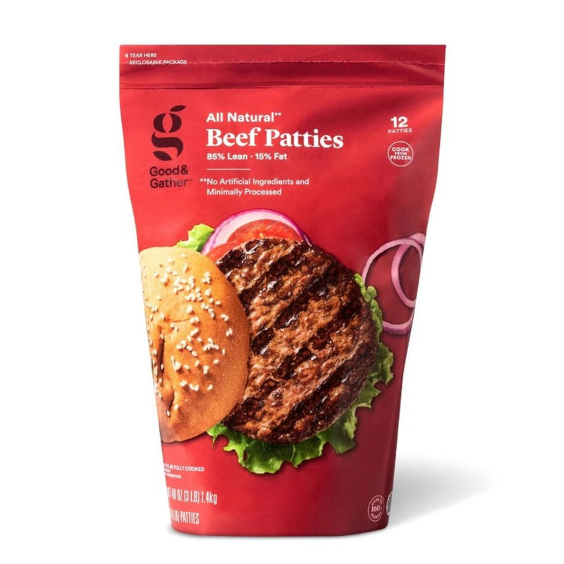 All Natural 85/15 Beef Burger Patties - Frozen - 3lbs - Good & Gather™