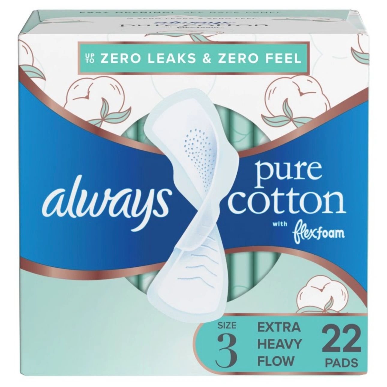 Always Pure Cotton Extra Heavy Flow Maxi Pads - Size 3 - 22ct