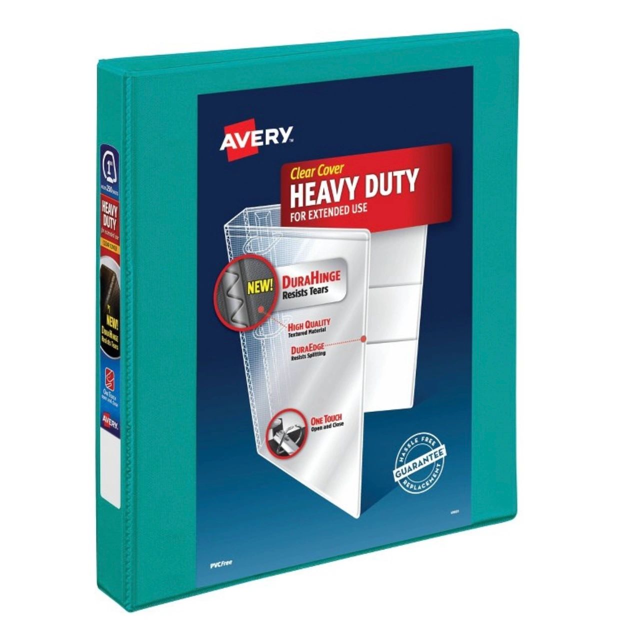Avery 1" Clear Cover Heavy Duty Green Ring Binder