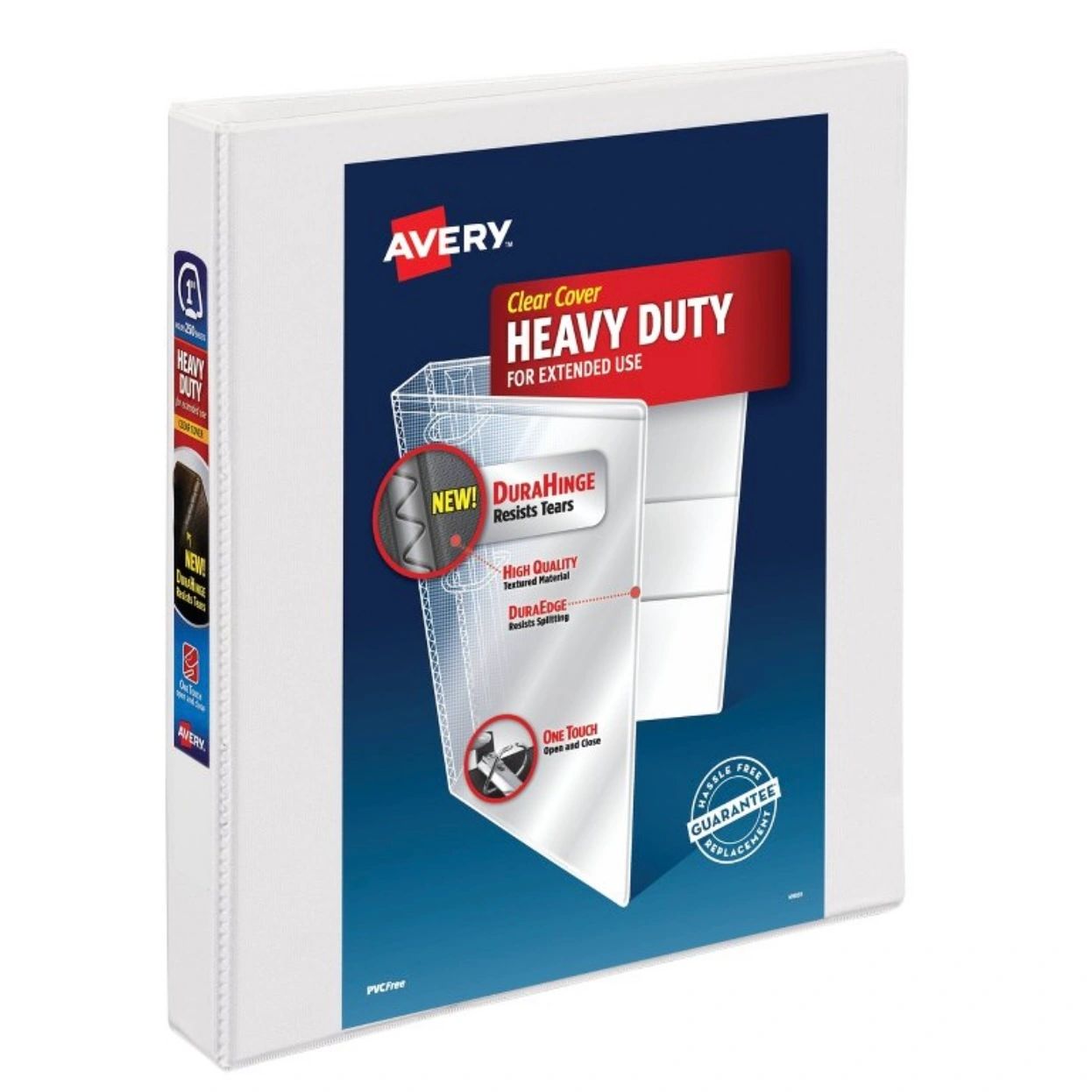 Avery 1" Ring Binder, Heavy Duty with Clear Cover - White
