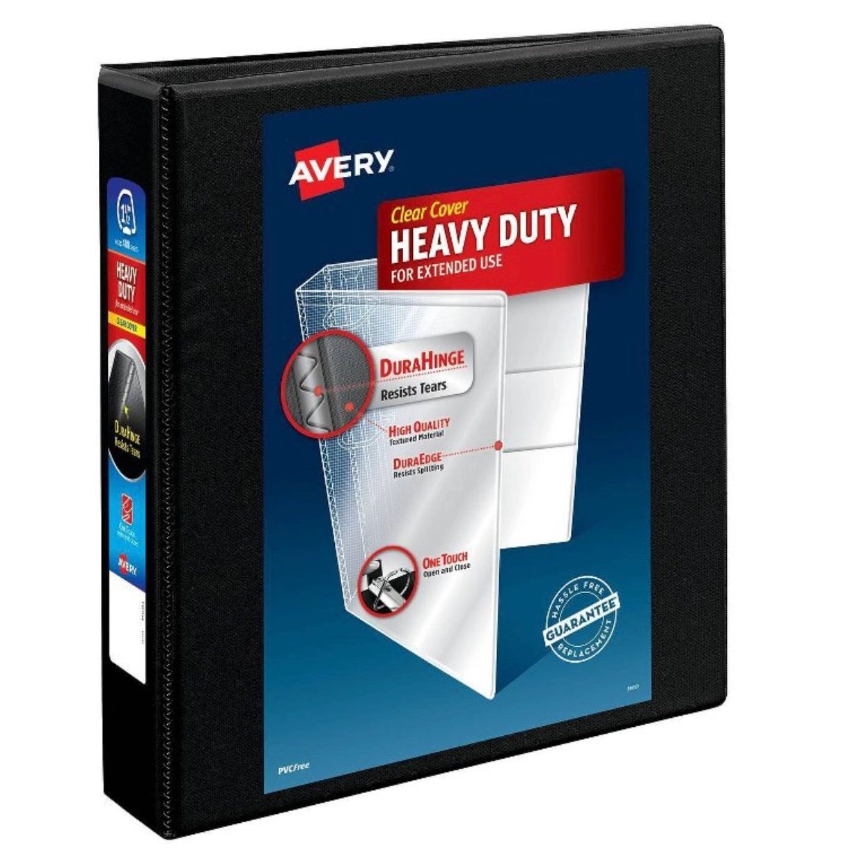 Avery 375 Sheet 1.5" Heavy Duty Nonstick View Ring Binder Black