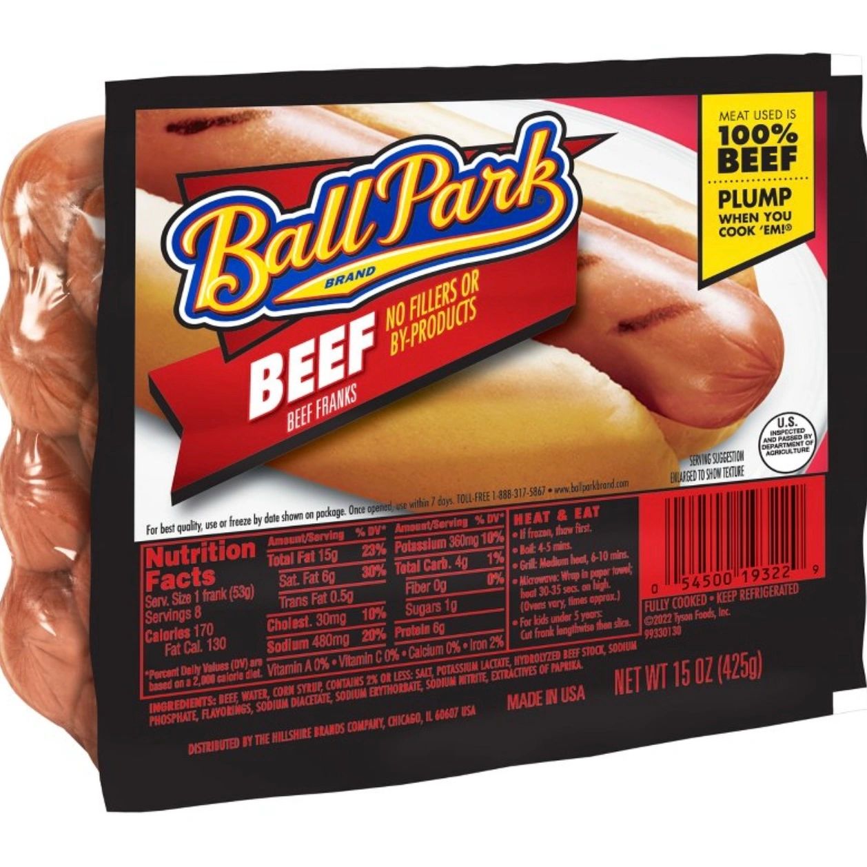 Ball Park Beef Franks - 15oz/8ct