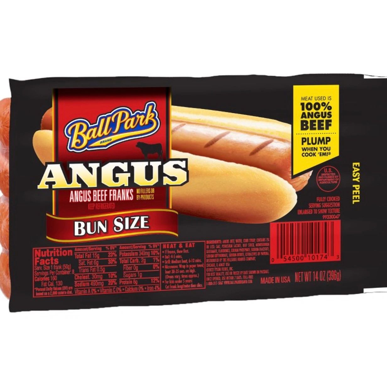 Ball Park Bun Size Angus Beef Franks - 140z/8ct