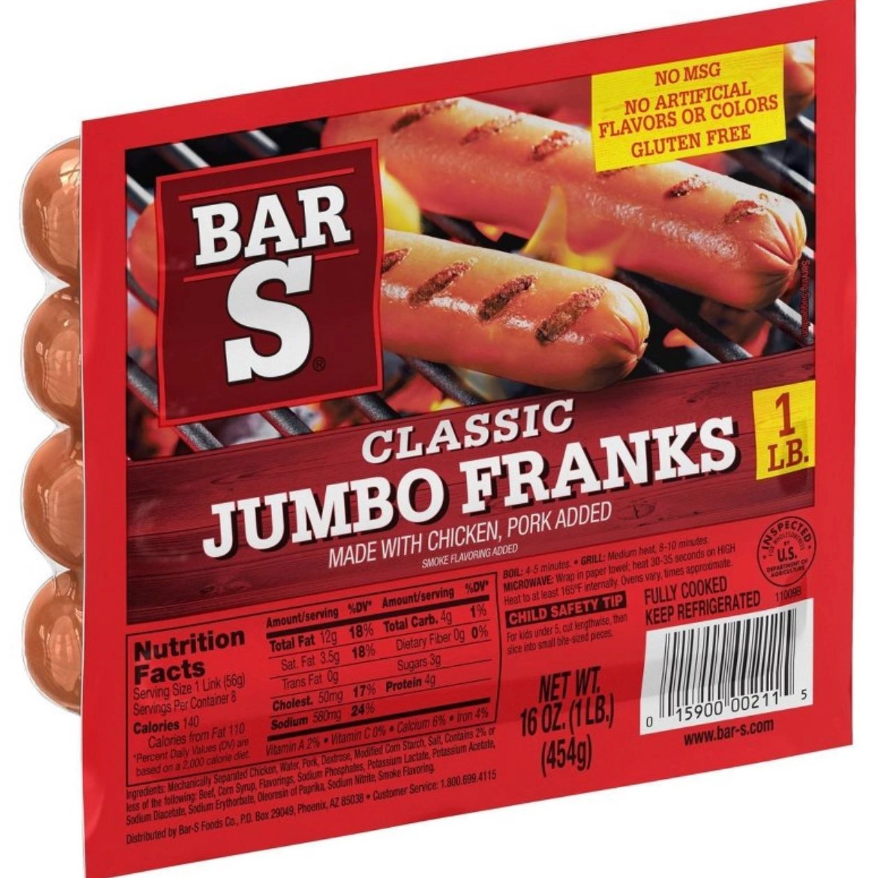 Bar-S Jumbo Franks - 16oz