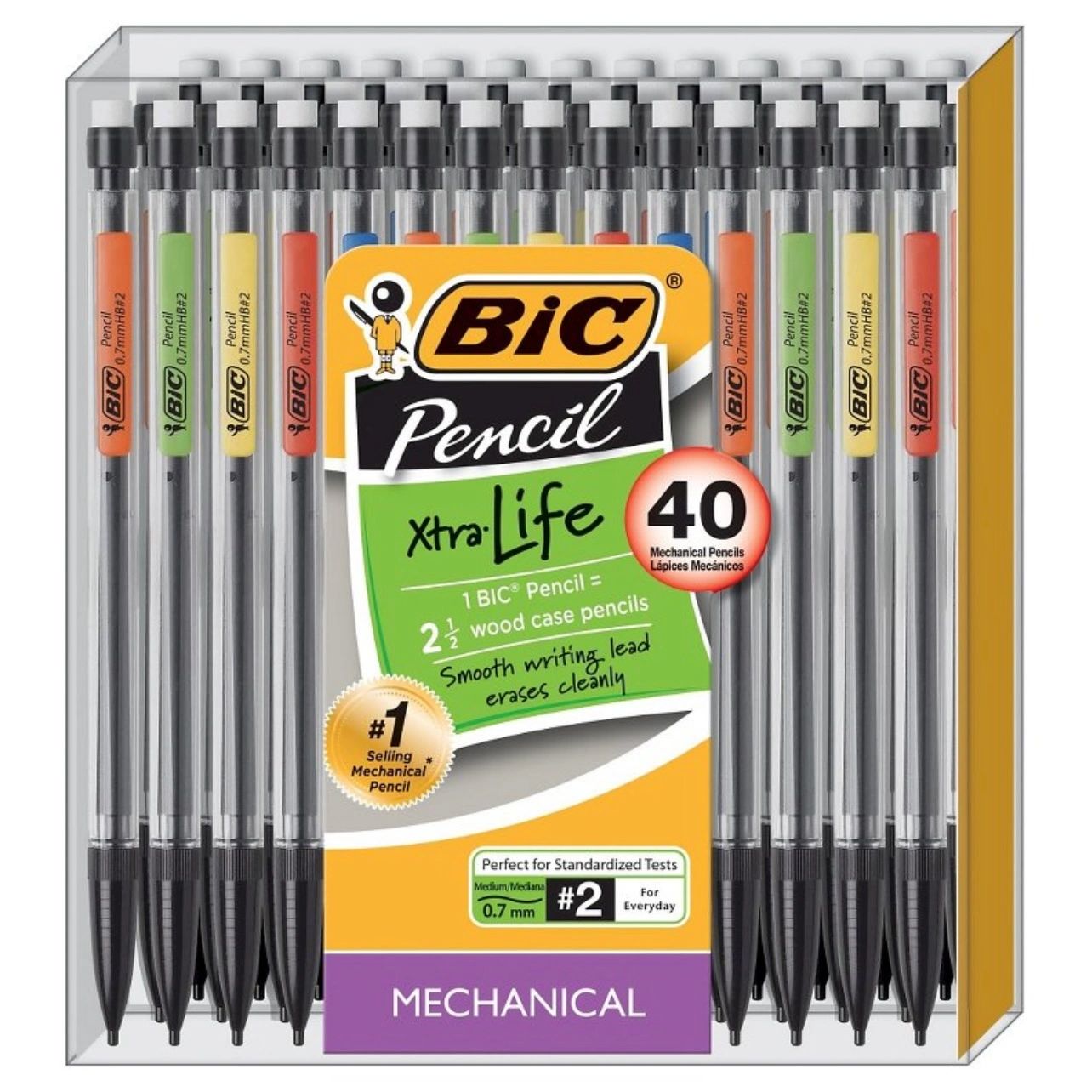 BIC #2 Xtra Life Mechanical Pencils, 0.7mm, 40ct - Multicolor