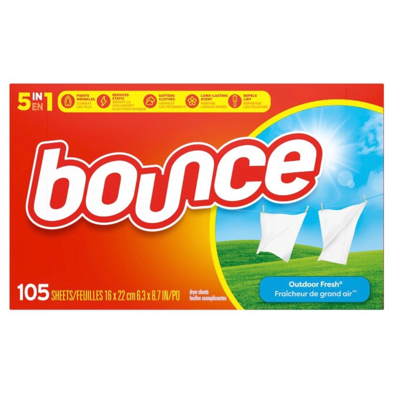 Bounce Outdoor Fresh Fabric Softener Dryer Sheets - 105ct