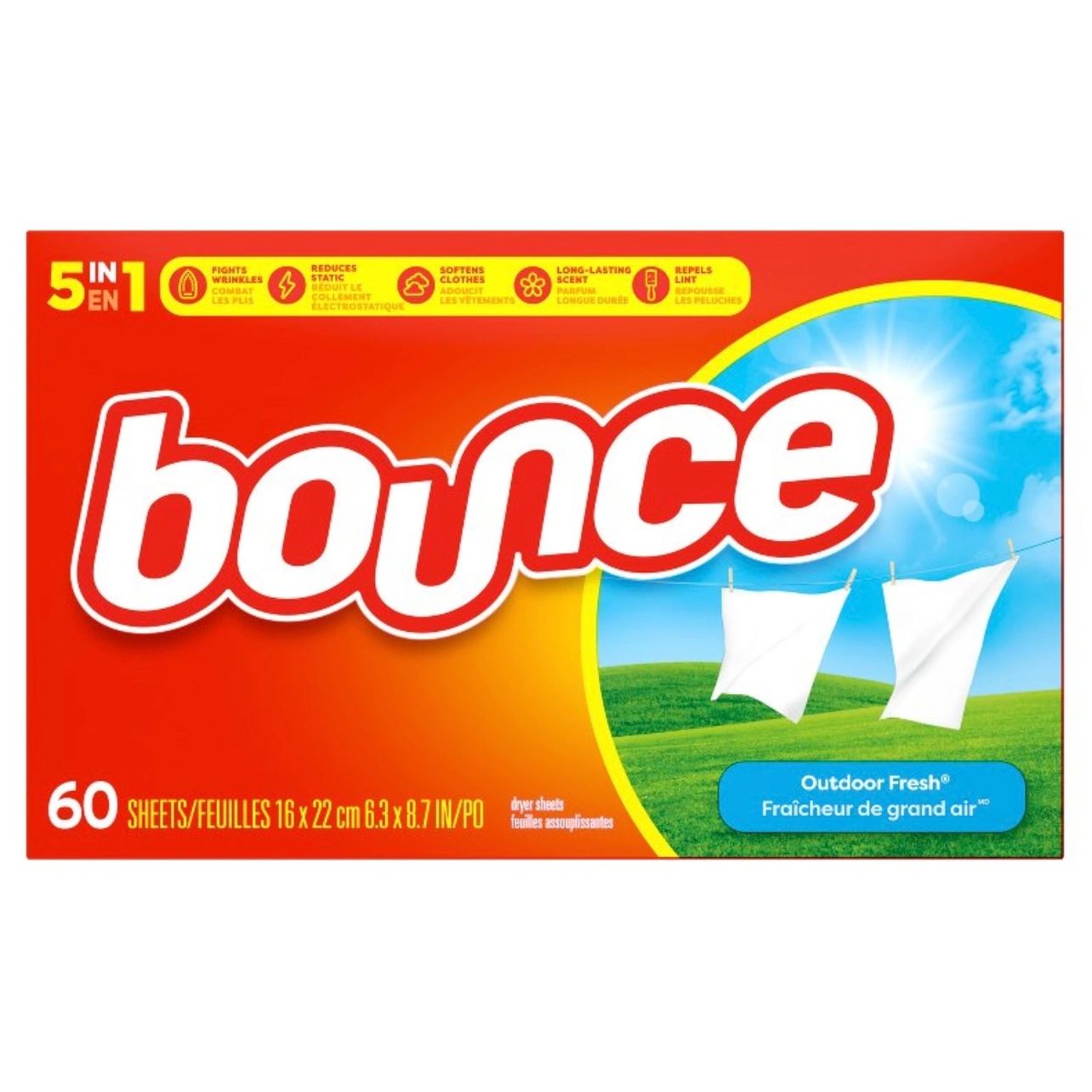 Bounce Outdoor Fresh Fabric Softener Dryer Sheets - 60ct