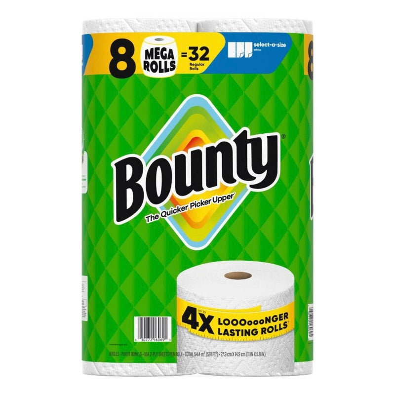 Bounty Select-A-Size White Paper Towels - 8 Mega Rolls