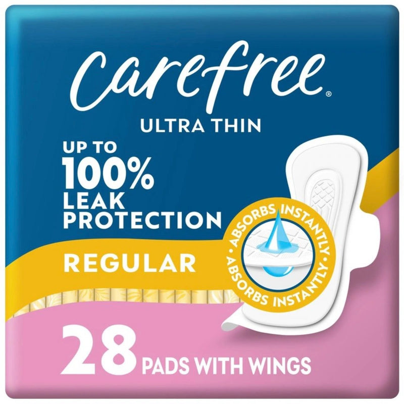 Carefree Ultra Thin Regular Pads with Wings - 28ct