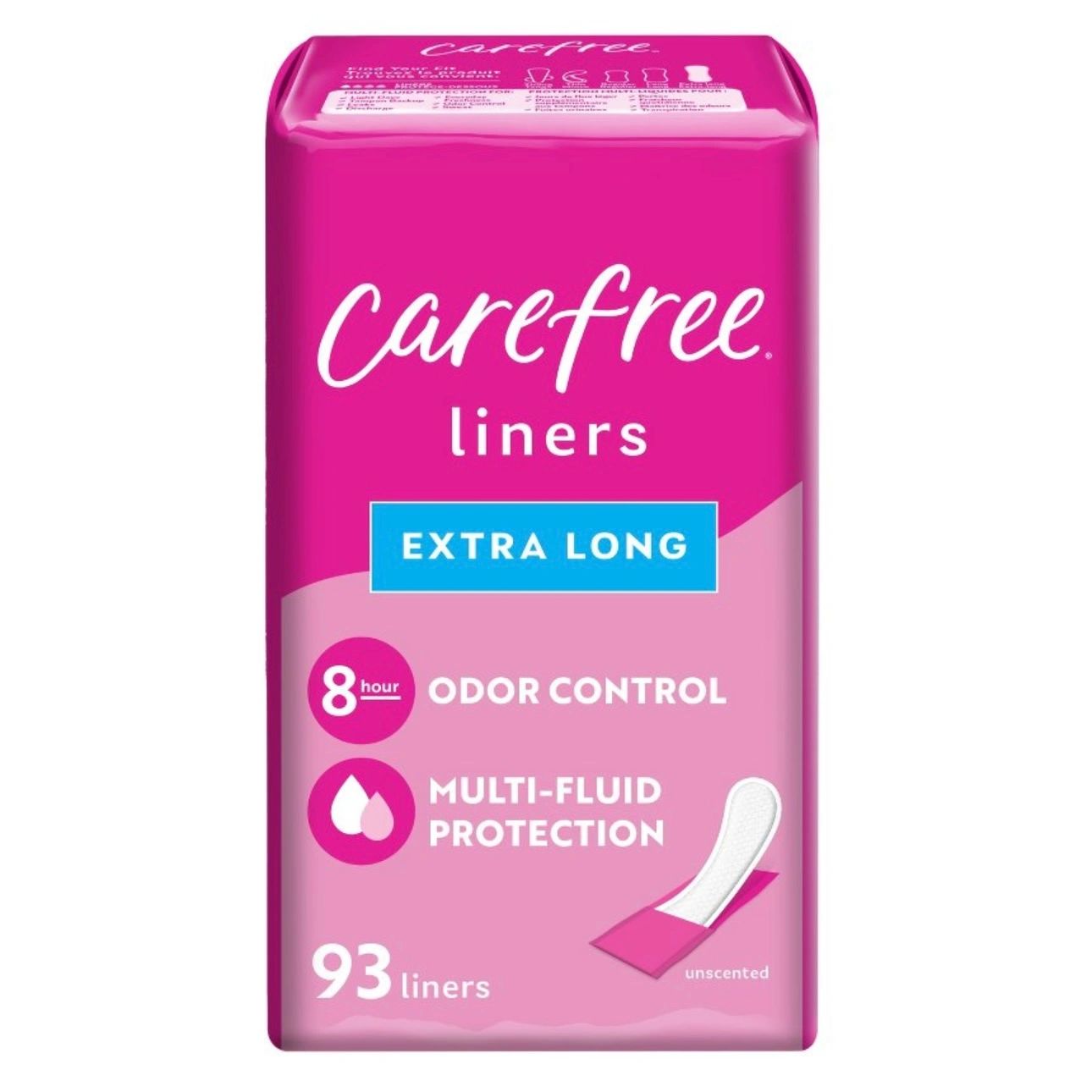 Carefree Wrapped Unscented Panty Liners To Go - 93ct