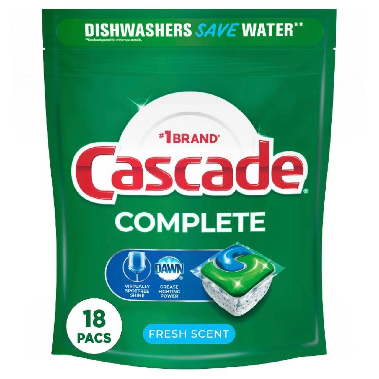 Cascade Fresh Scent Complete ActionPacs Dishwasher Detergents - 18ct