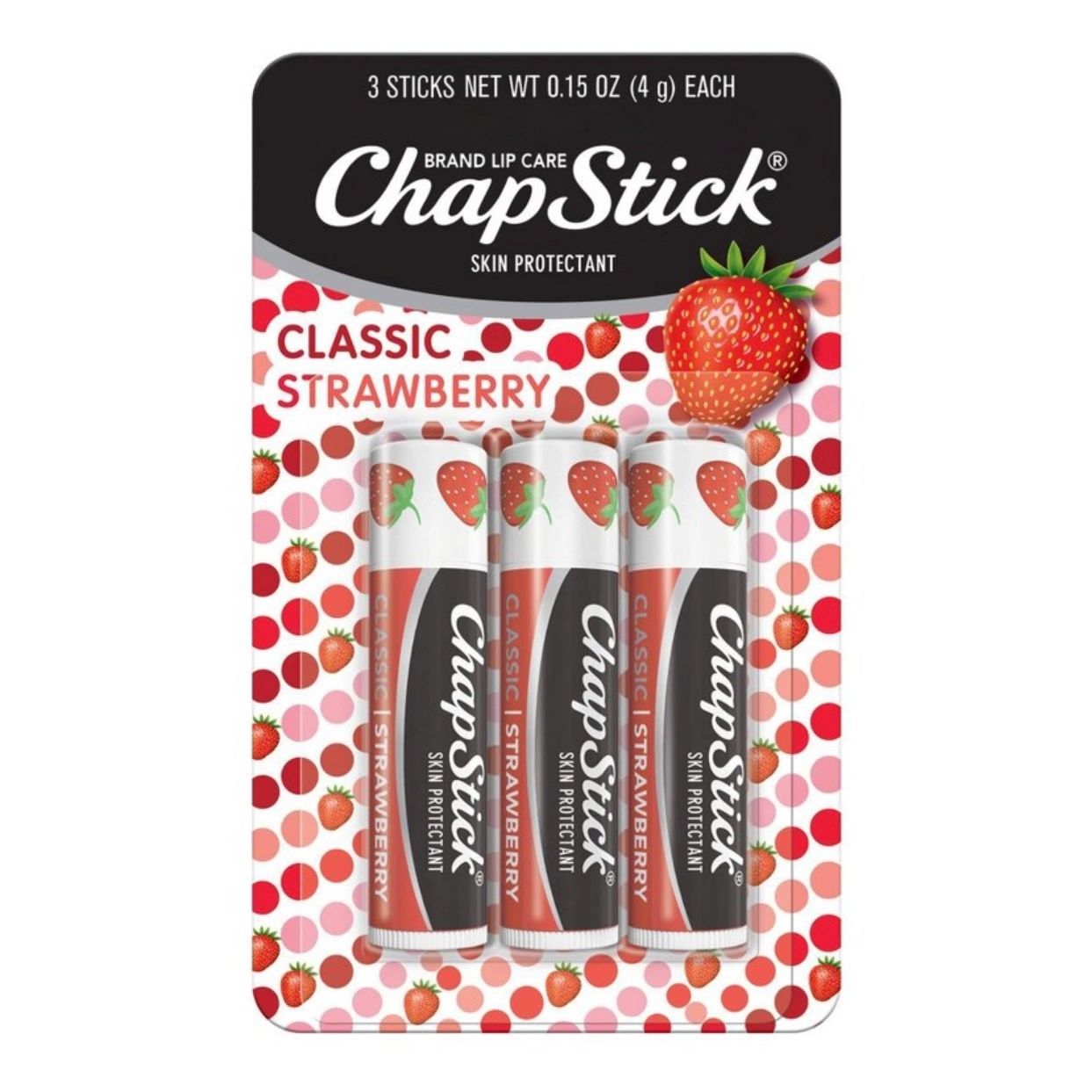 Chapstick Classic Lip Balm - Strawberry - 3ct/0.45oz