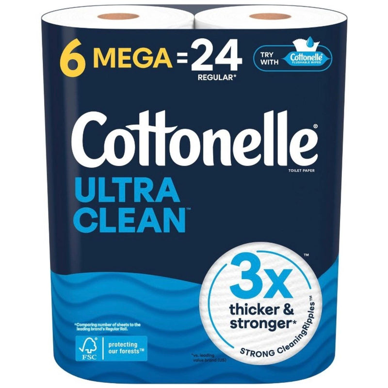 Cottonelle Ultra Clean Strong Toilet Paper - 6 Mega Rolls