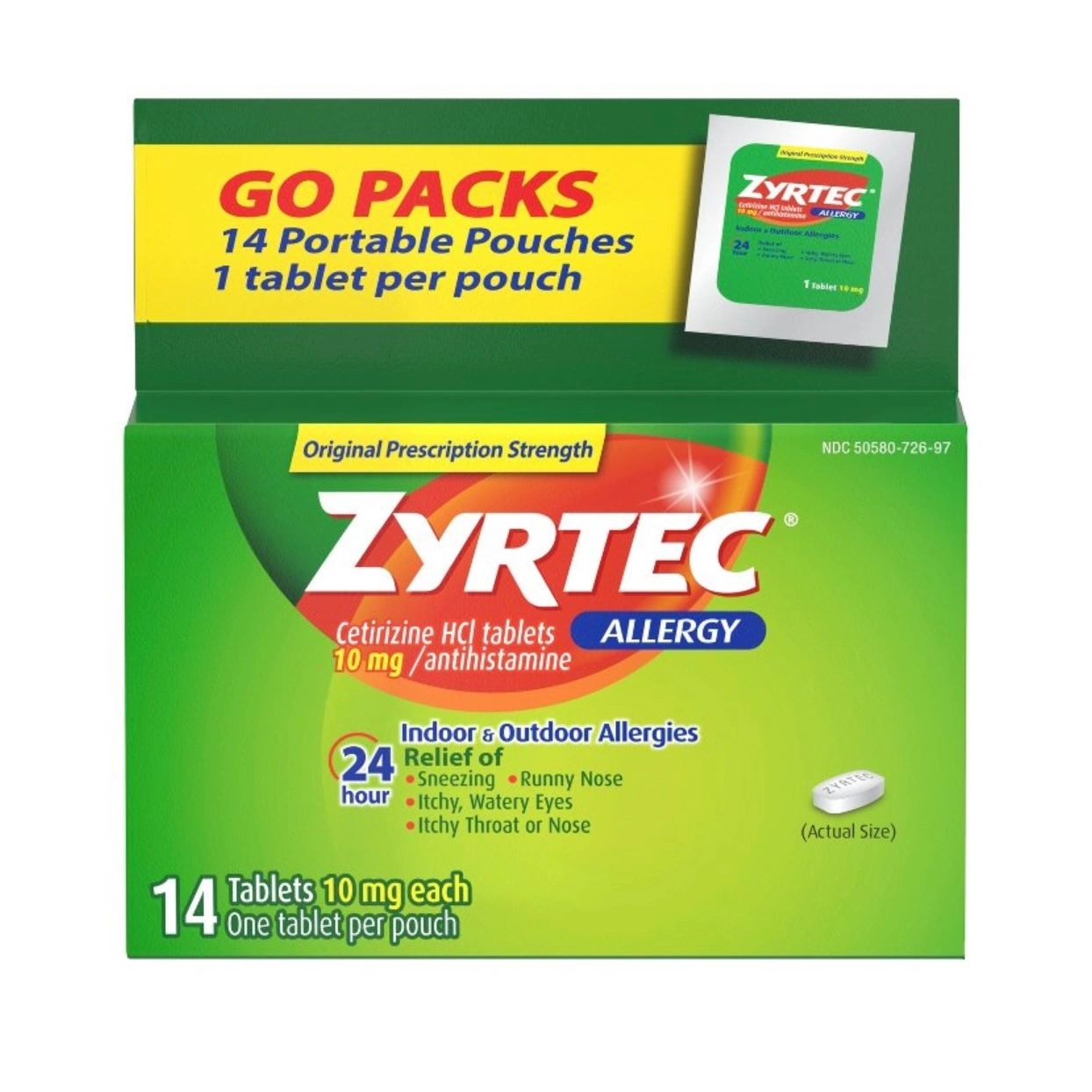 Zyrtec 24 Hour Allergy Relief Tablets - Cetirizine HCI - 14ct