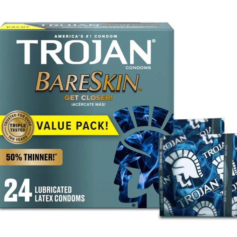 Trojan Bareskin Thin Premium Lubricated Condoms - 24ct