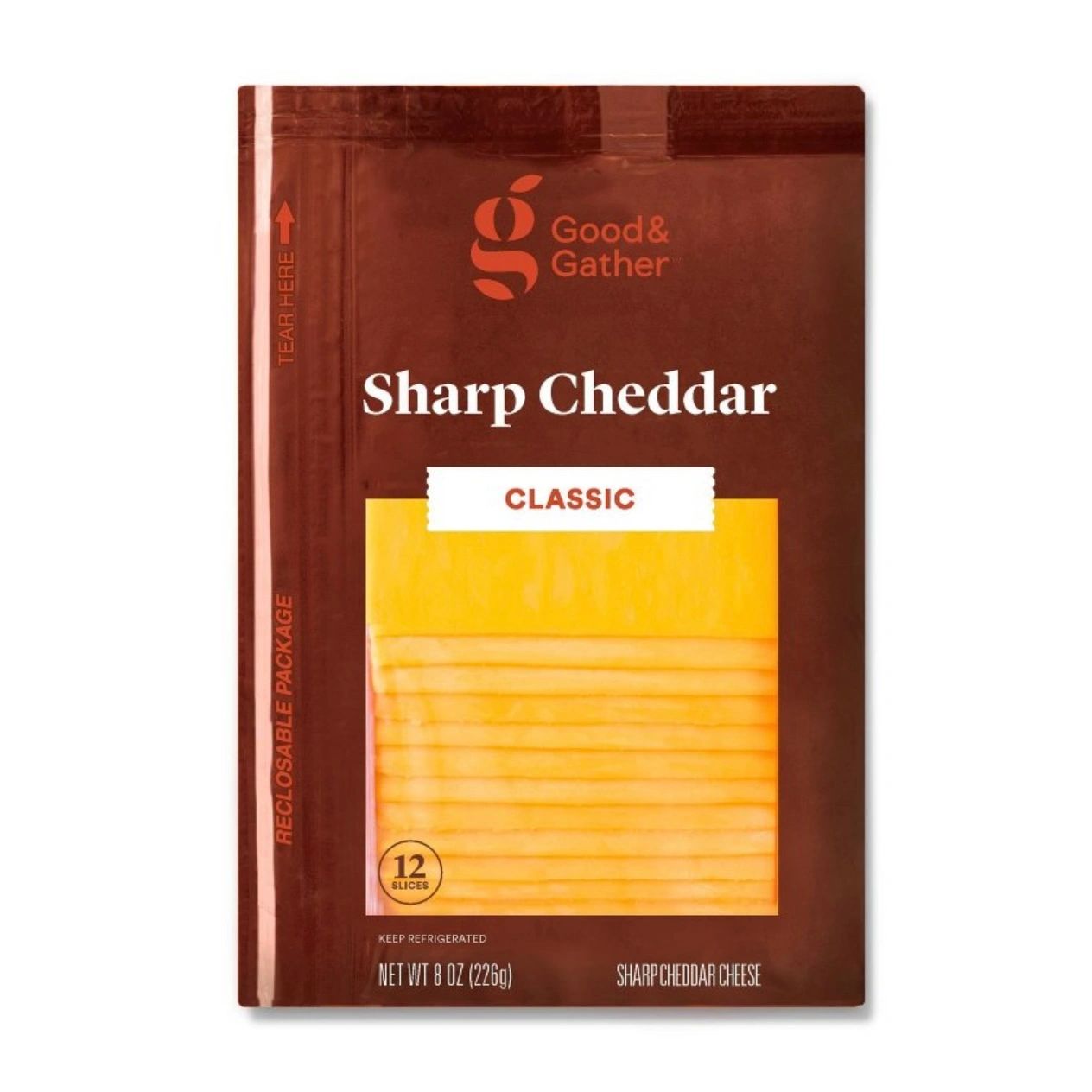 Sharp Cheddar Deli Sliced Cheese - 8oz/12 slices - Good & Gather™