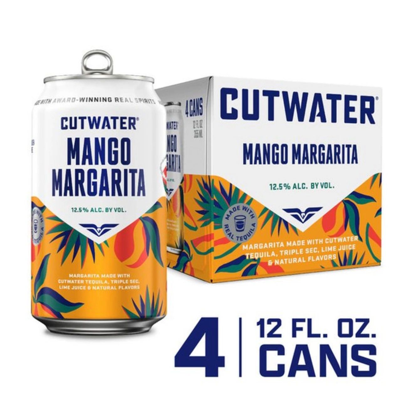 Cutwater Spirits Tequila Mango Margarita, 4 Pack 12 Fl. Oz. Cans