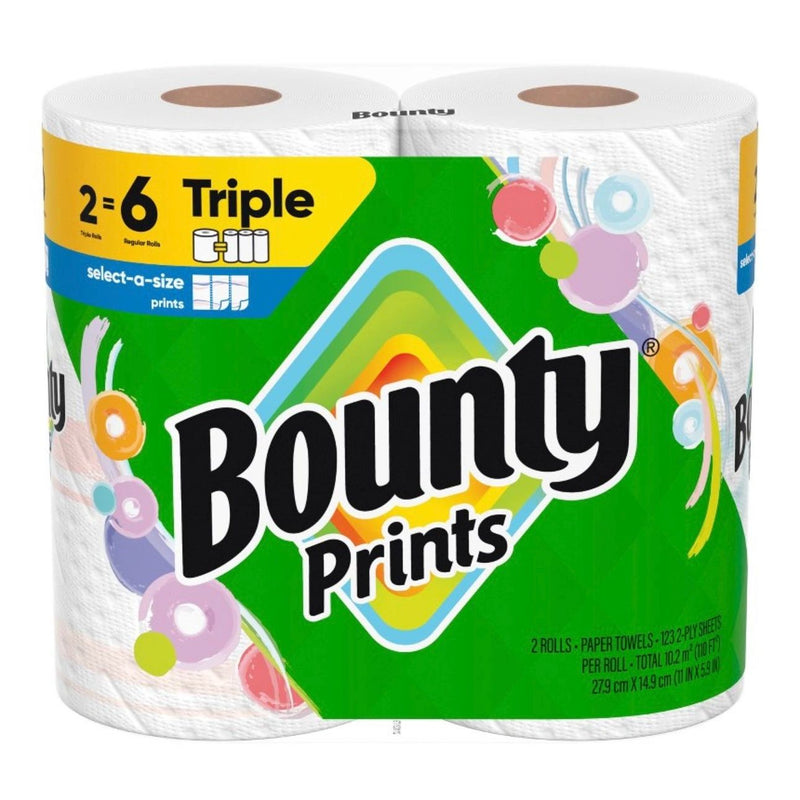 Bounty Select-A-Size Print Paper Towels - 2 Triple Rolls