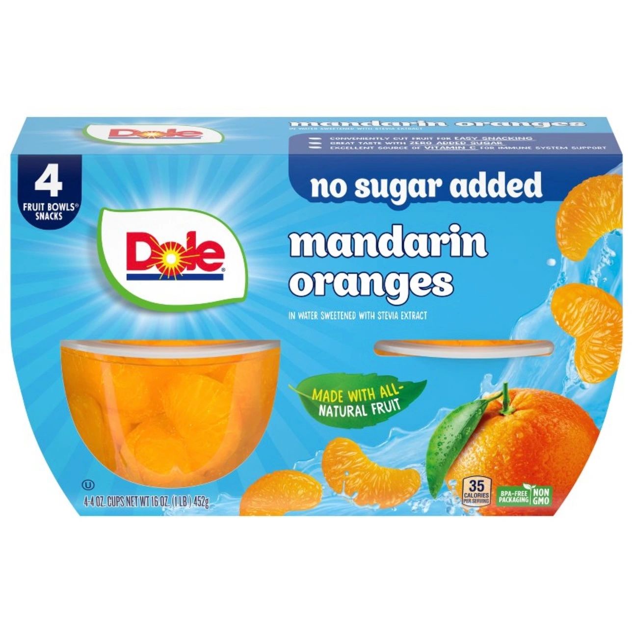 Dole Mandarin Oranges No Sugar Added - 16oz/4ct