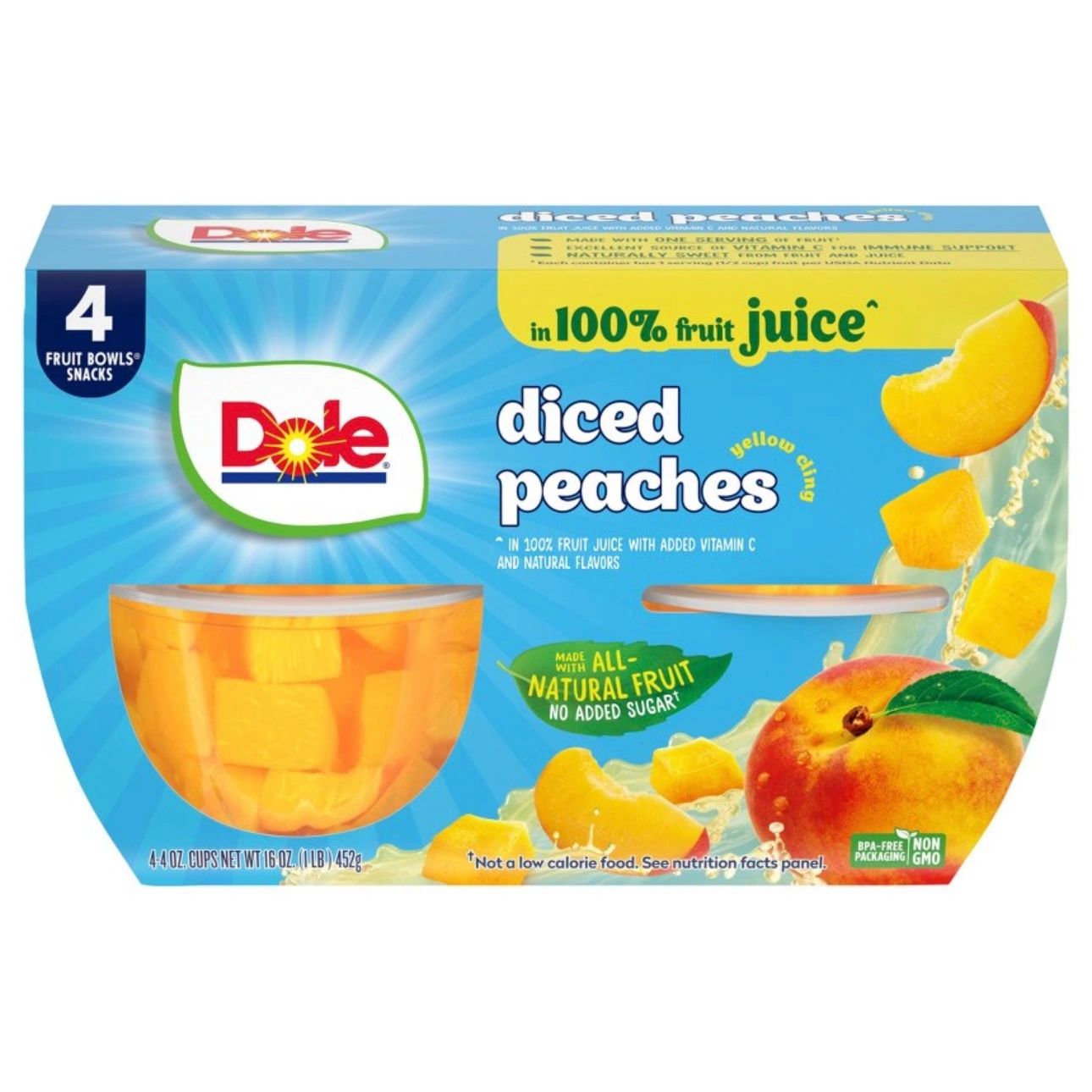 Dole Diced Peaches in Juice - 16oz/4ct