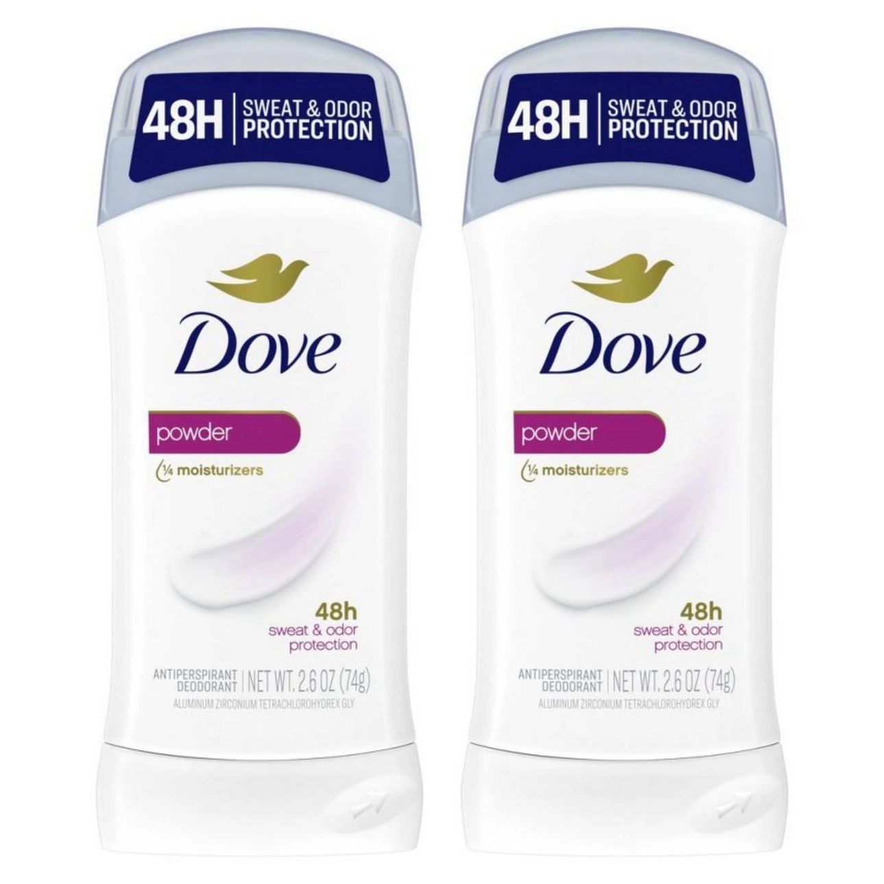 Dove Beauty Powder 48-Hour Invisible Solid Antiperspirant & Deodorant Stick - 1.6oz/2pc