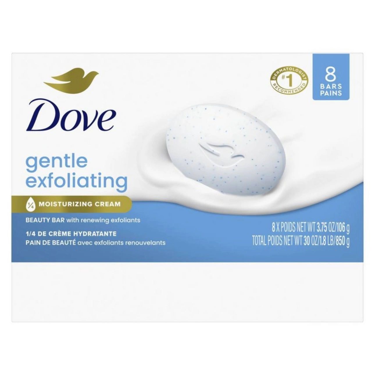 Dove Beauty Gentle Exfoliating Beauty Bar Soap - 8pk - 3.75oz each