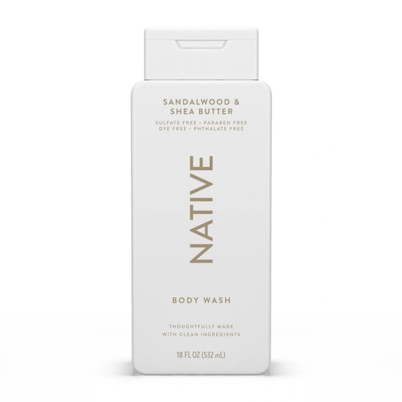 Native Body Wash for Men & Women - Sandalwood & Shea Butter - Sulfate Free - 18 fl oz