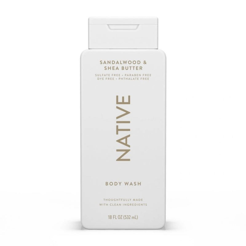 Native Body Wash for Men & Women - Sandalwood & Shea Butter - Sulfate Free - 18 fl oz