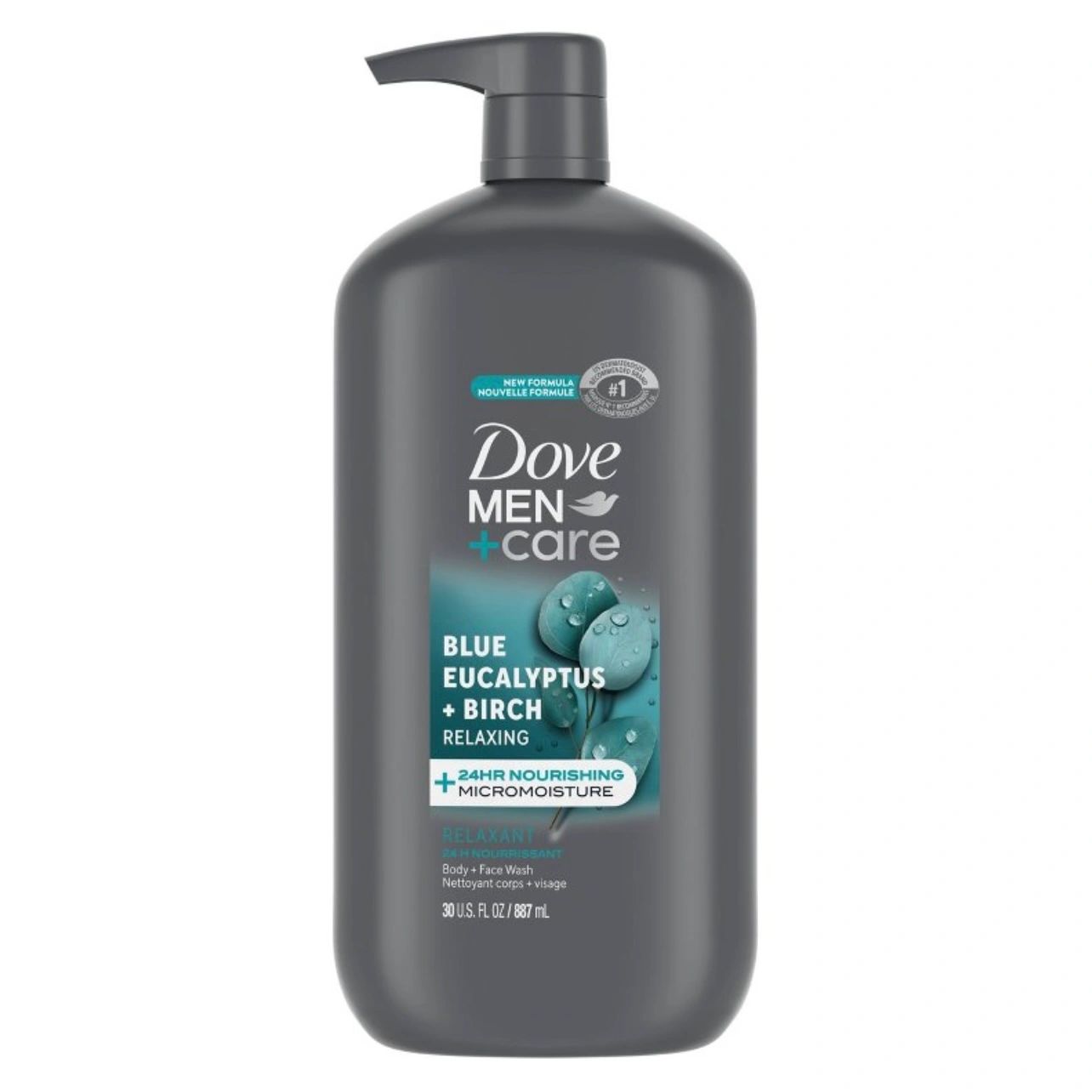 Dove Men+Care Blue Eucalyptus + Birch Micromoisture Relaxing Body + Face Wash - 30 fl oz