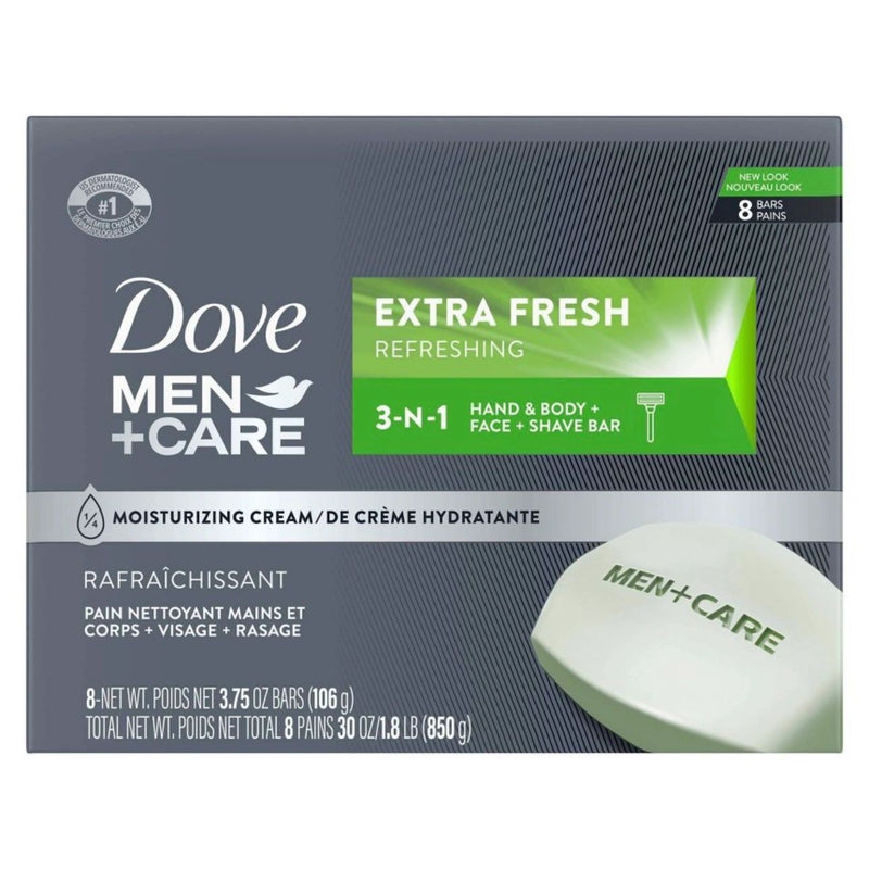 Dove Men+Care Extra Fresh Body and Face Bar Soap - 8pk - 3.75oz each