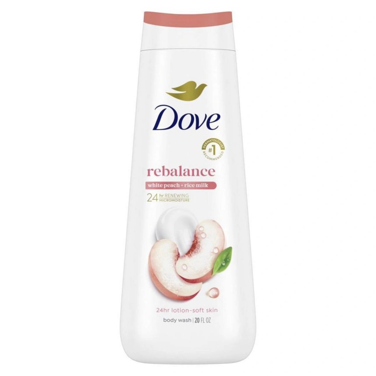 Dove Rebalance Body Wash - Peach 24hr Lotion-Soft Skin - Vegan & PETA Approved - 20 fl oz