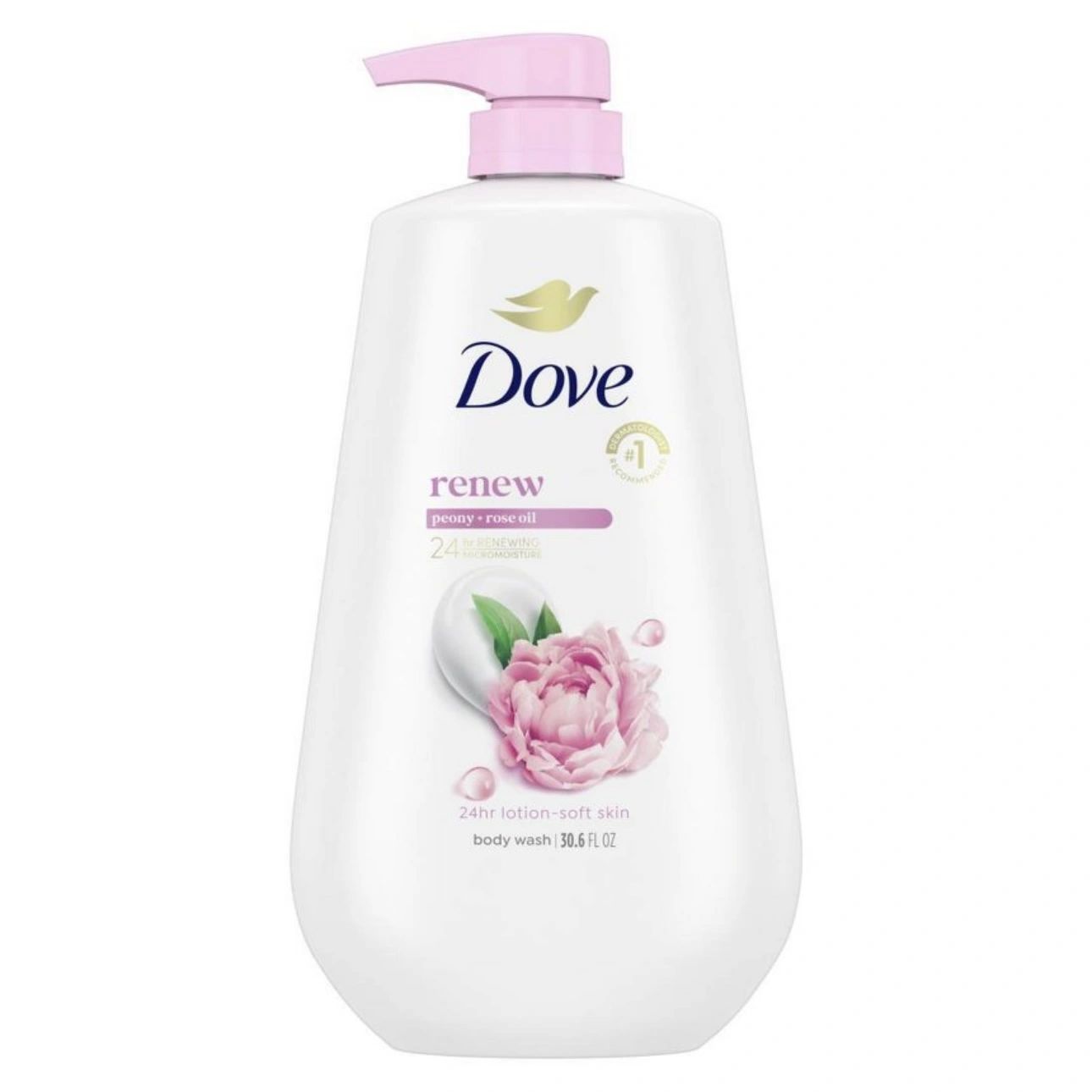 Dove Renew Body Wash Pump Peony & Rose Oil Nourishing 24hr Lotion-Soft Skin - 30.6 fl oz