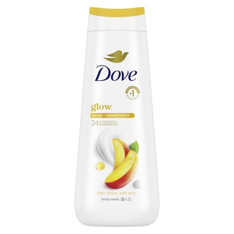 Dove Glow Body Wash - Mango & Almond Butters 24hr Lotion-Soft Skin - 20 fl oz