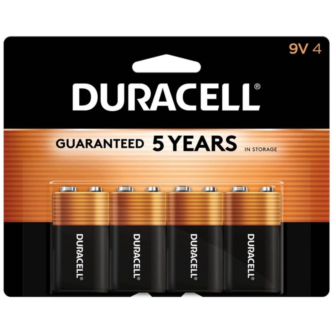 Duracell Coppertop 9V Batteries - 4pk Alkaline Battery: Household Single-Use, 9.000V