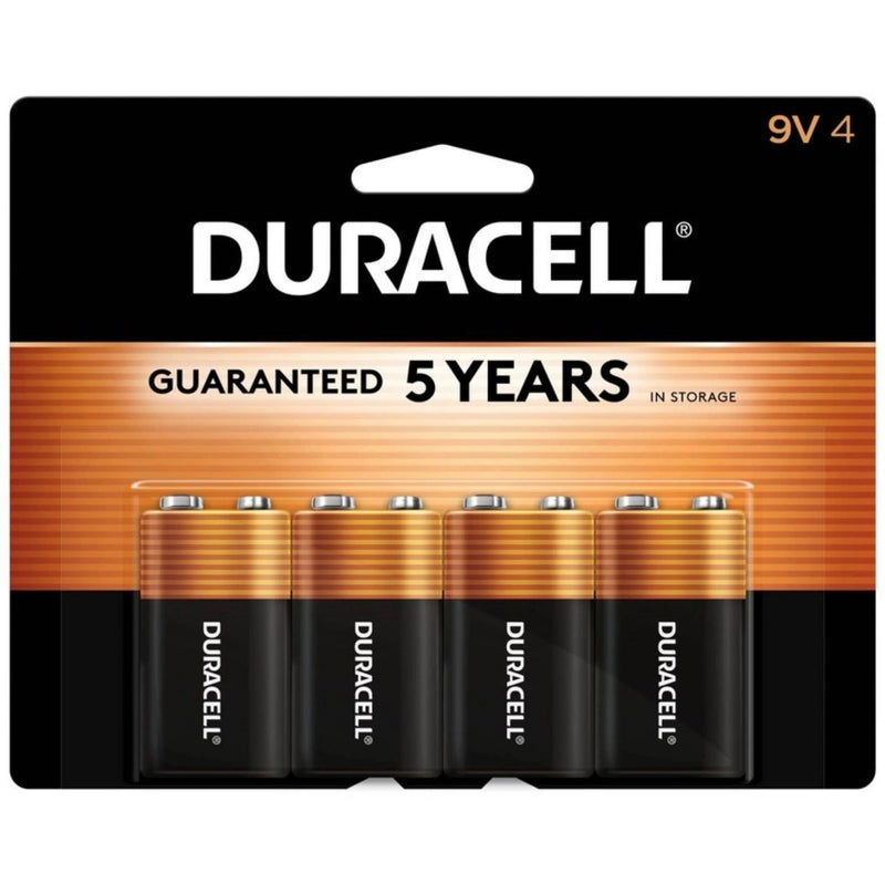 Duracell Coppertop 9V Batteries - 4pk Alkaline Battery: Household Single-Use, 9.000V