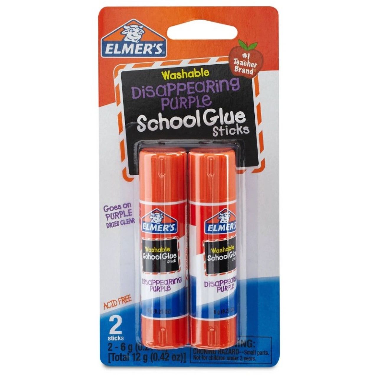 Elmer's 2p Washable School Glue Sticks - Disappearing Purple