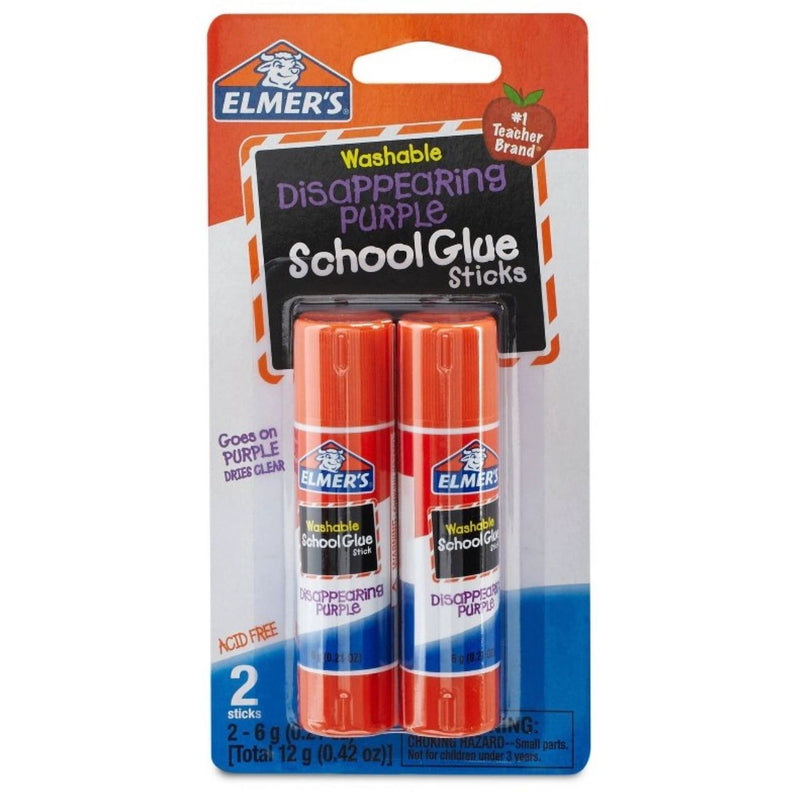 Elmer's 2p Washable School Glue Sticks - Disappearing Purple