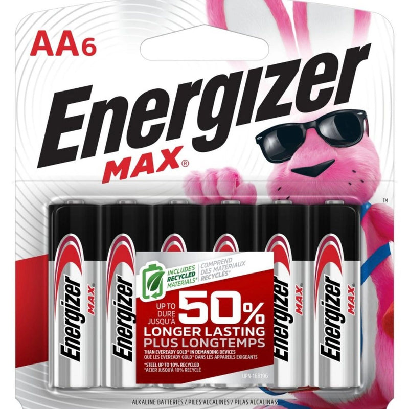 Energizer Max AA Batteries - 6pk Alkaline Battery: Household Silver Single-Use