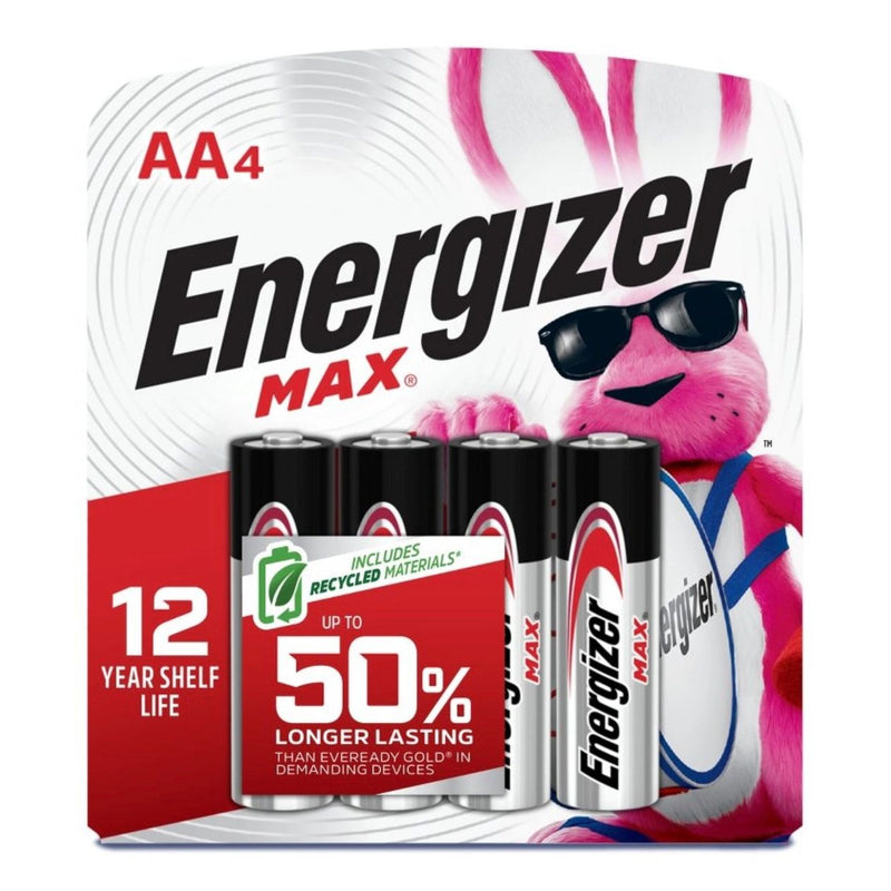 Energizer Max AA Batteries - 4pk Alkaline Battery: Single-Use, Silver, 1.5V