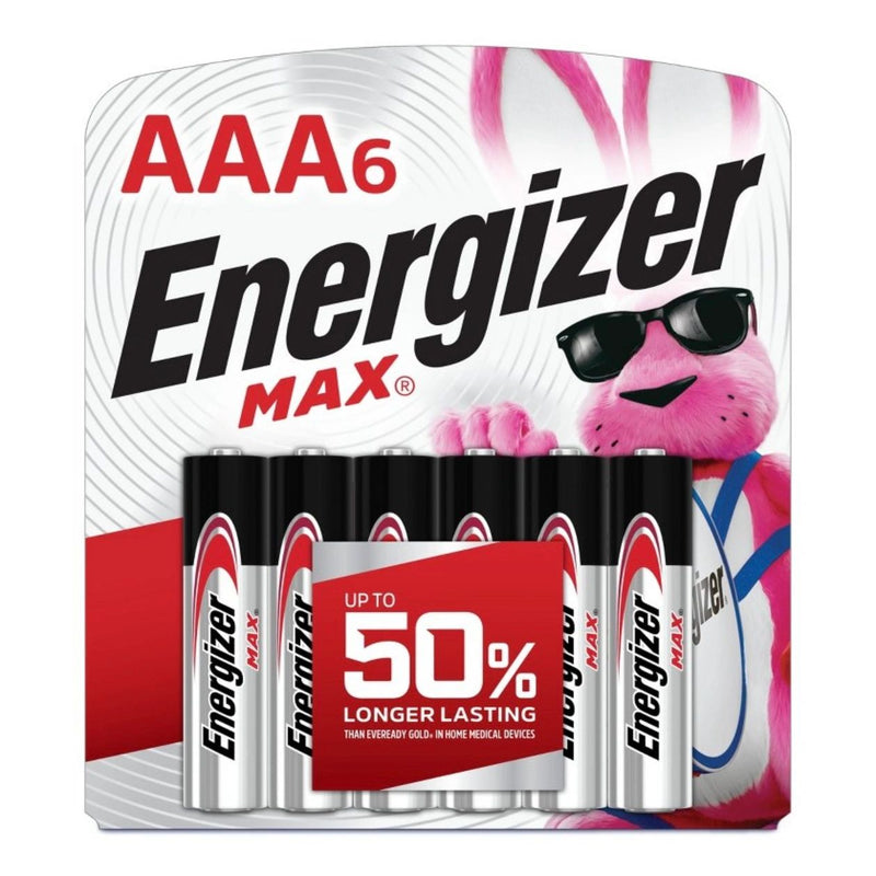 Energizer Max AAA Batteries - 6pk Alkaline Battery: 1.5V Silver Single-Use Power